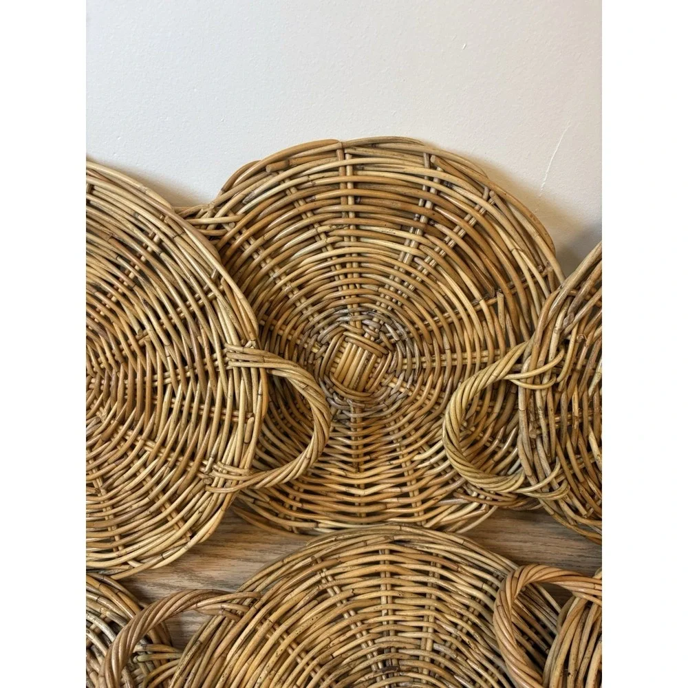 NWT Williams Sonoma Brown Rattan Chargers With Handles (Set of 6)